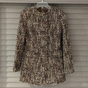 Melanie Lynn Brown Woo BlendTweed Fringe Blazer Size 2